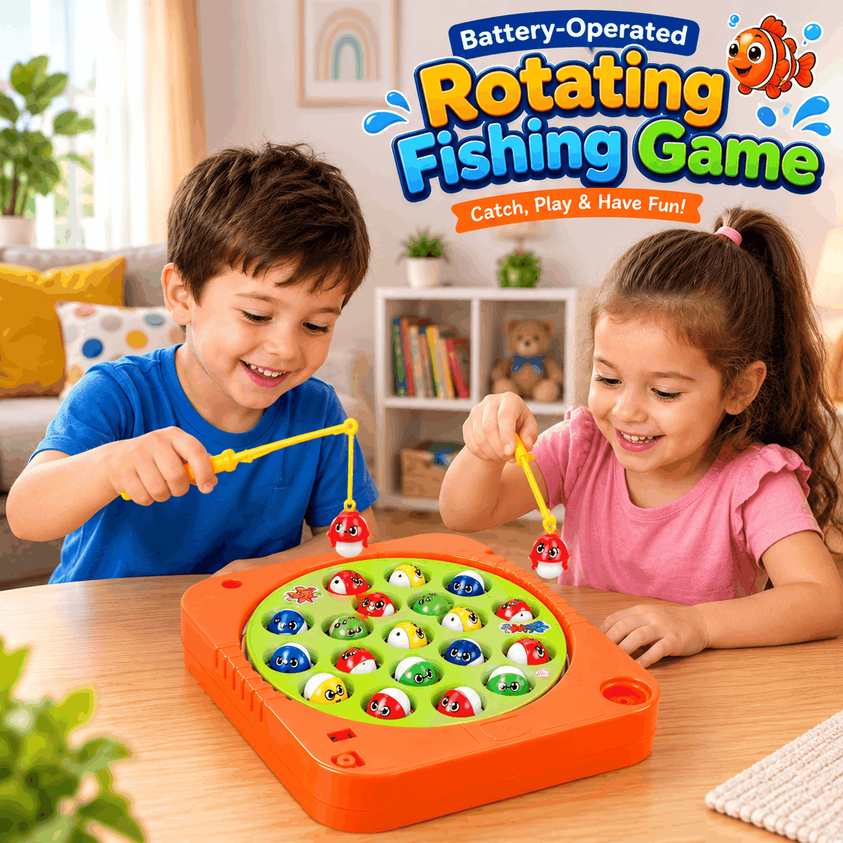 Battery-Operated Rotating Fishing Game Toy for Kids & Toddlers ( 15 Fish | AA8249)