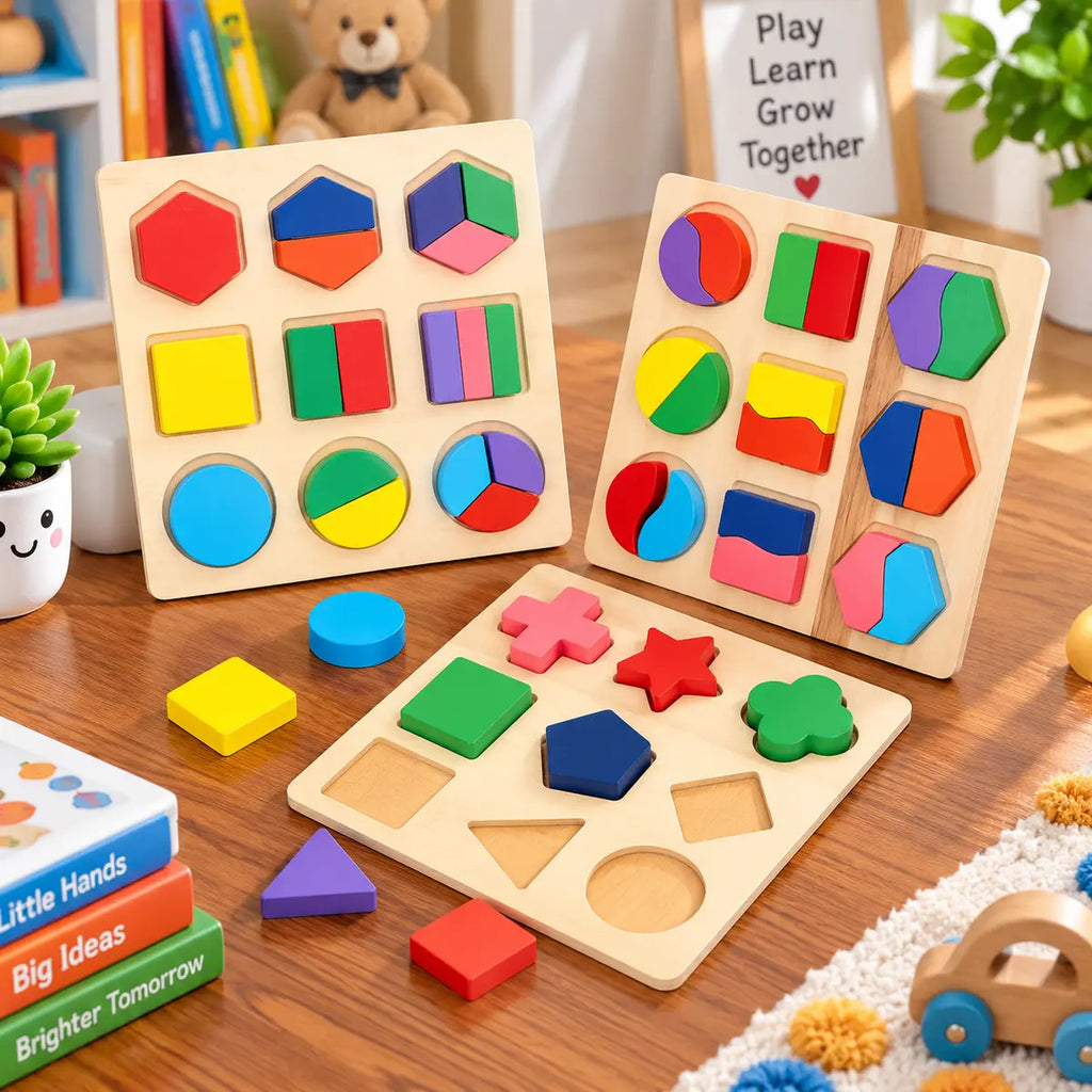Wooden Puzzle Shapes Educational Toy For Kids - 1 PC (Random) | 2025-7