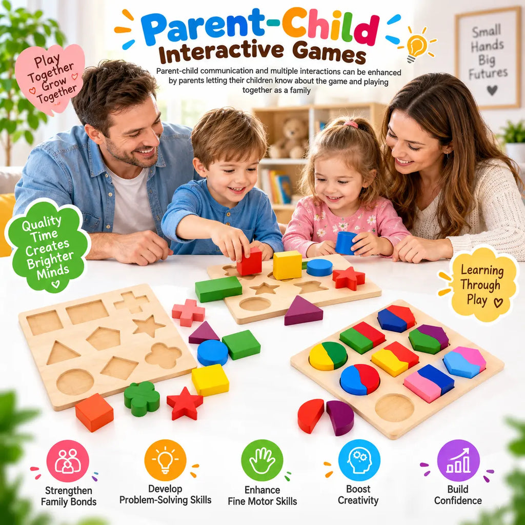 Wooden Puzzle Shapes Educational Toy For Kids - 1 PC (Random) | 2025-7
