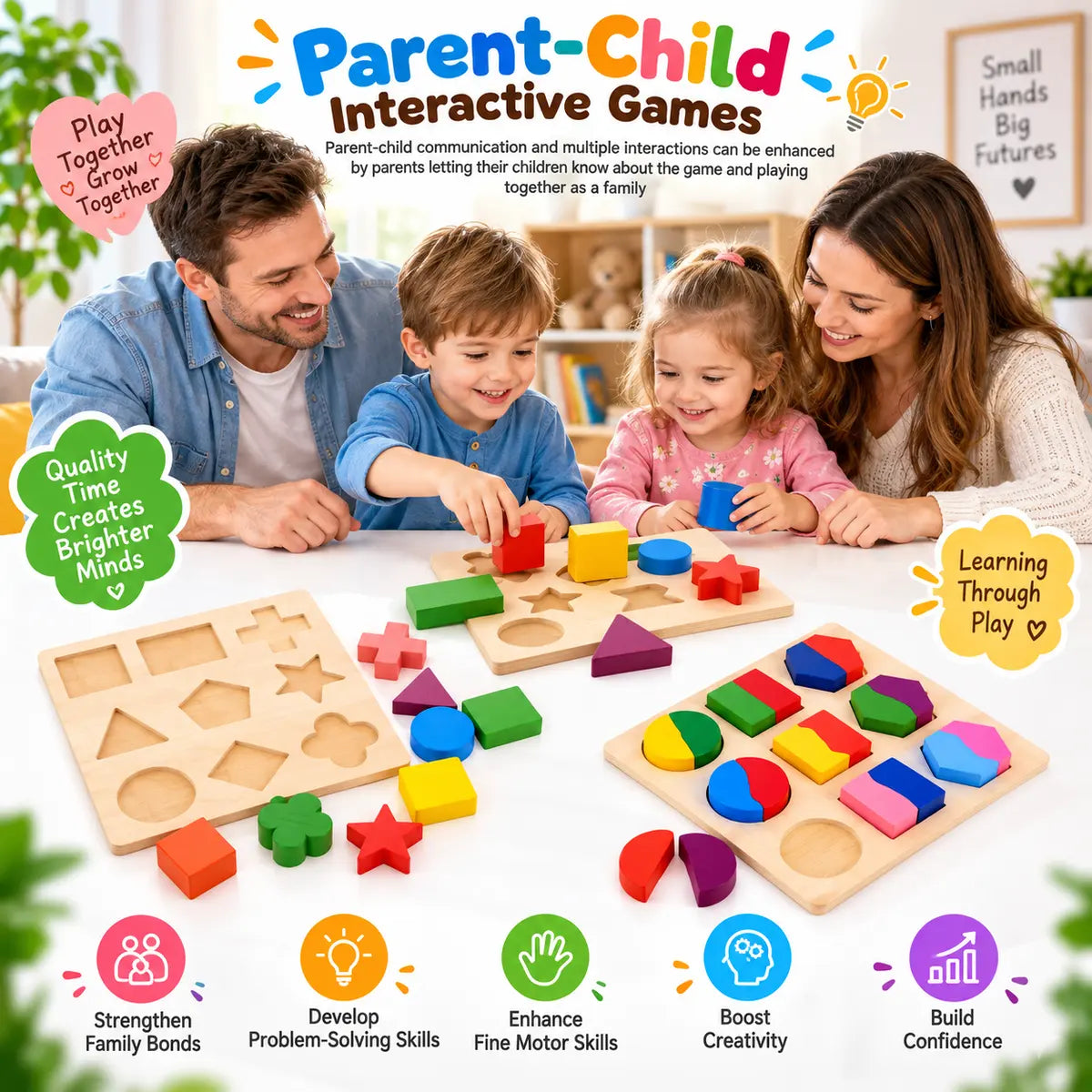 Wooden Puzzle Shapes Educational Toy For Kids - 1 PC (Random) | 2025-7