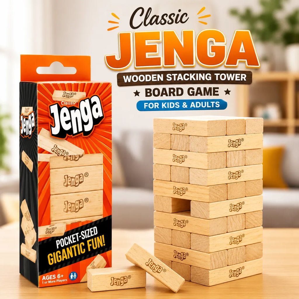 Classic Jenga Wooden Stacking Tower Board Game for Kids & Adults